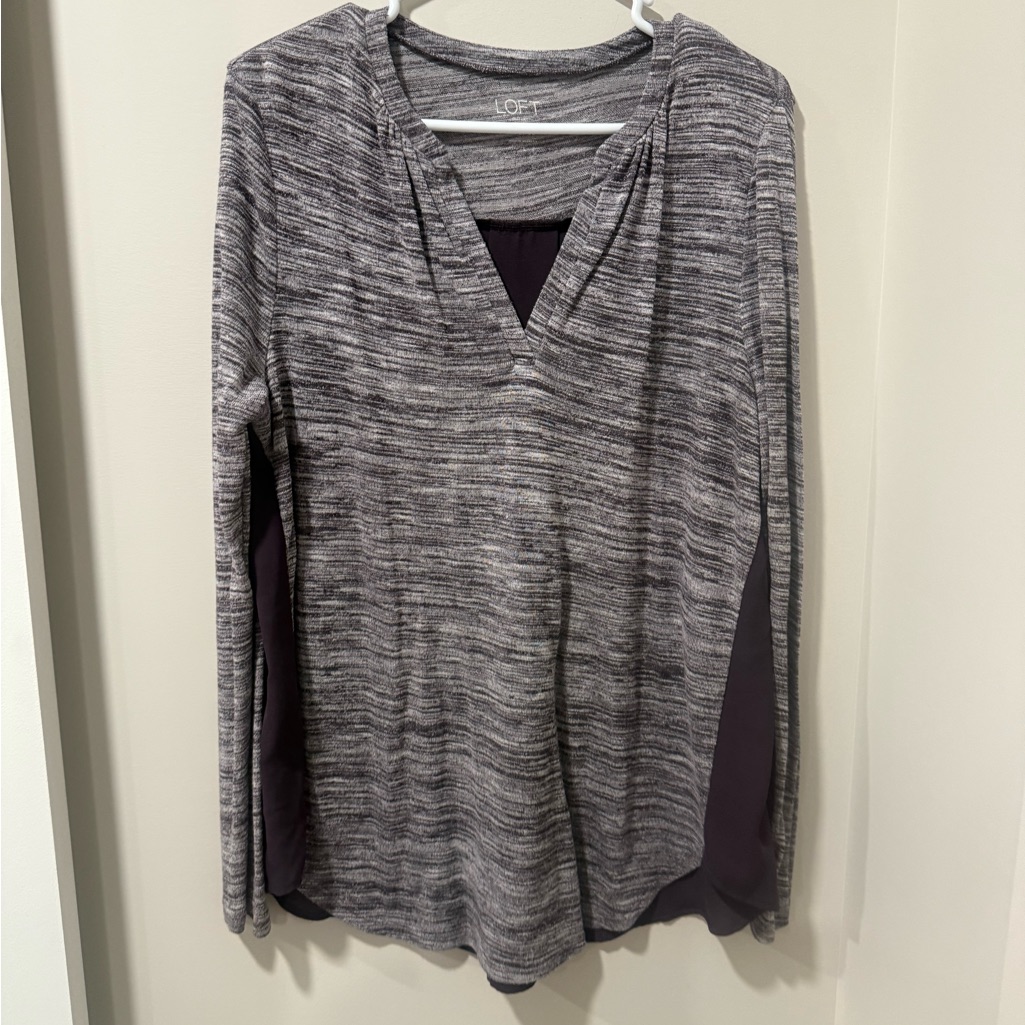 Loft Heathered Purple Long Sleeve Top